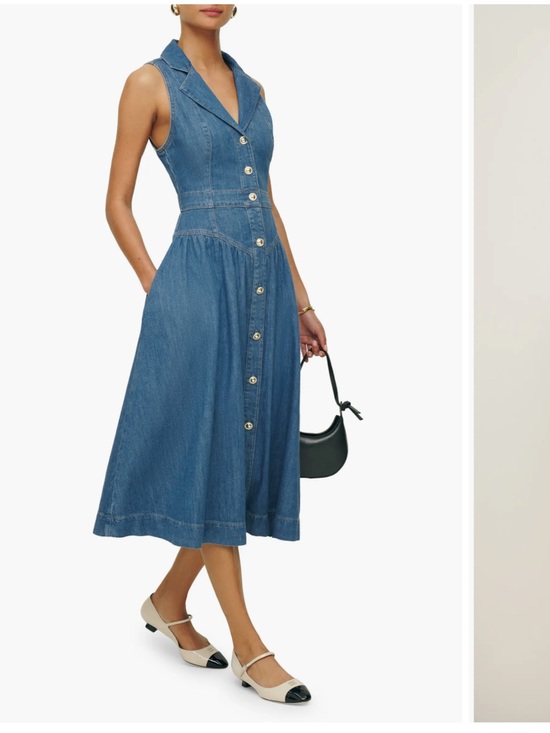 Reformation Dresses & Skirts - Reformation Blue Sleeveless Denim Button-Front Midi Dress